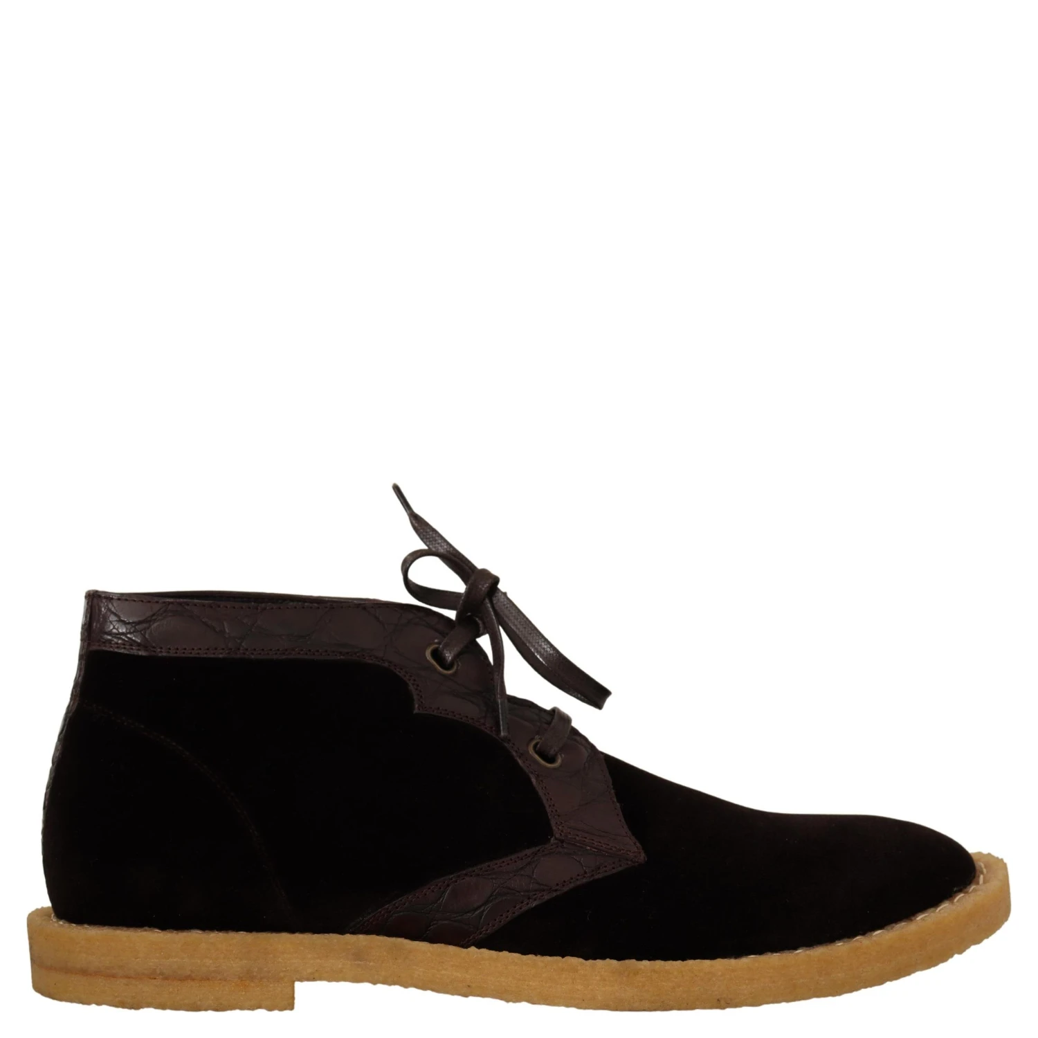 Brown Velvet Exotic Leather Boots
