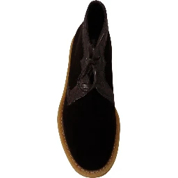Brown Velvet Exotic Leather Boots