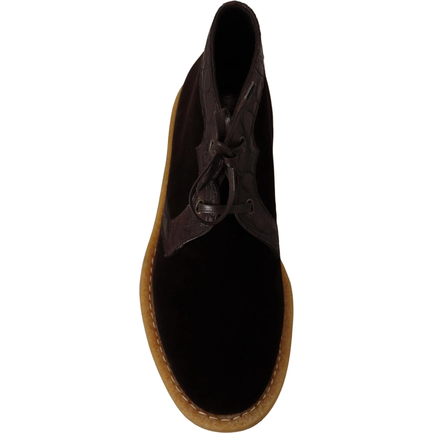 Brown Velvet Exotic Leather Boots