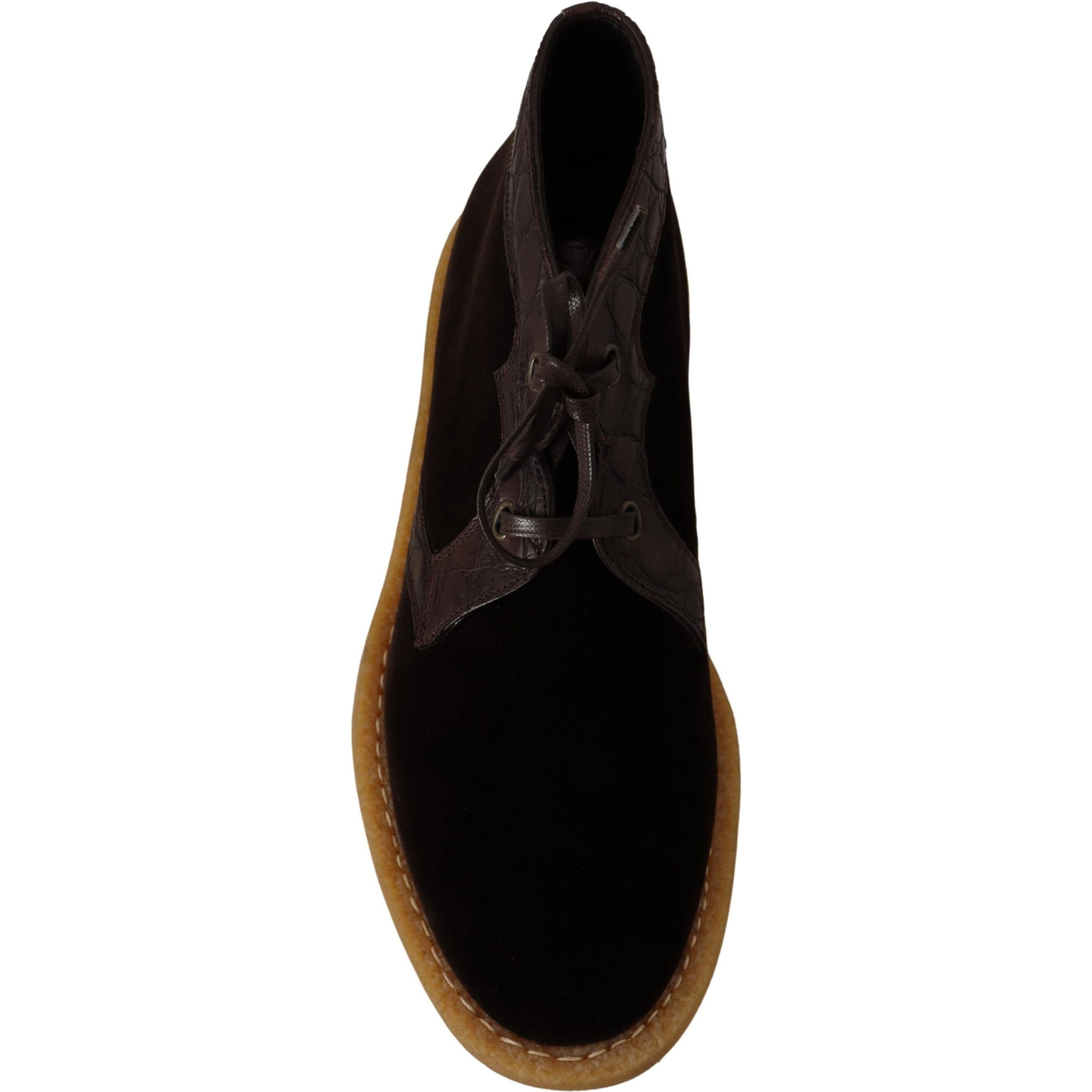 Brown Velvet Exotic Leather Boots