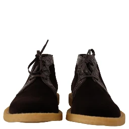 Brown Velvet Exotic Leather Boots