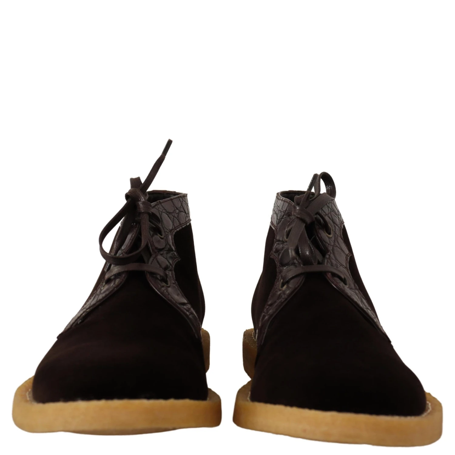 Brown Velvet Exotic Leather Boots