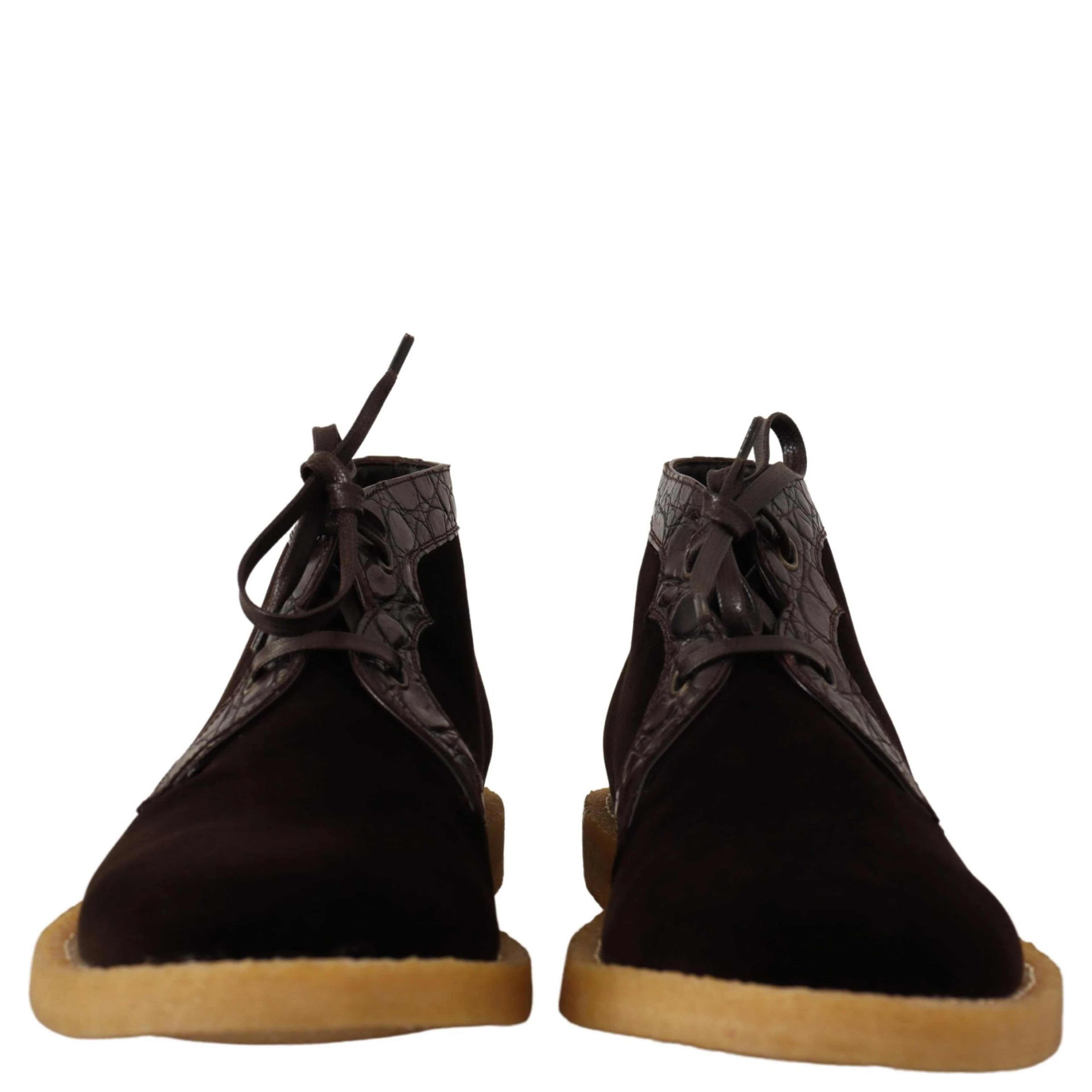 Brown Velvet Exotic Leather Boots
