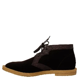 Brown Velvet Exotic Leather Boots