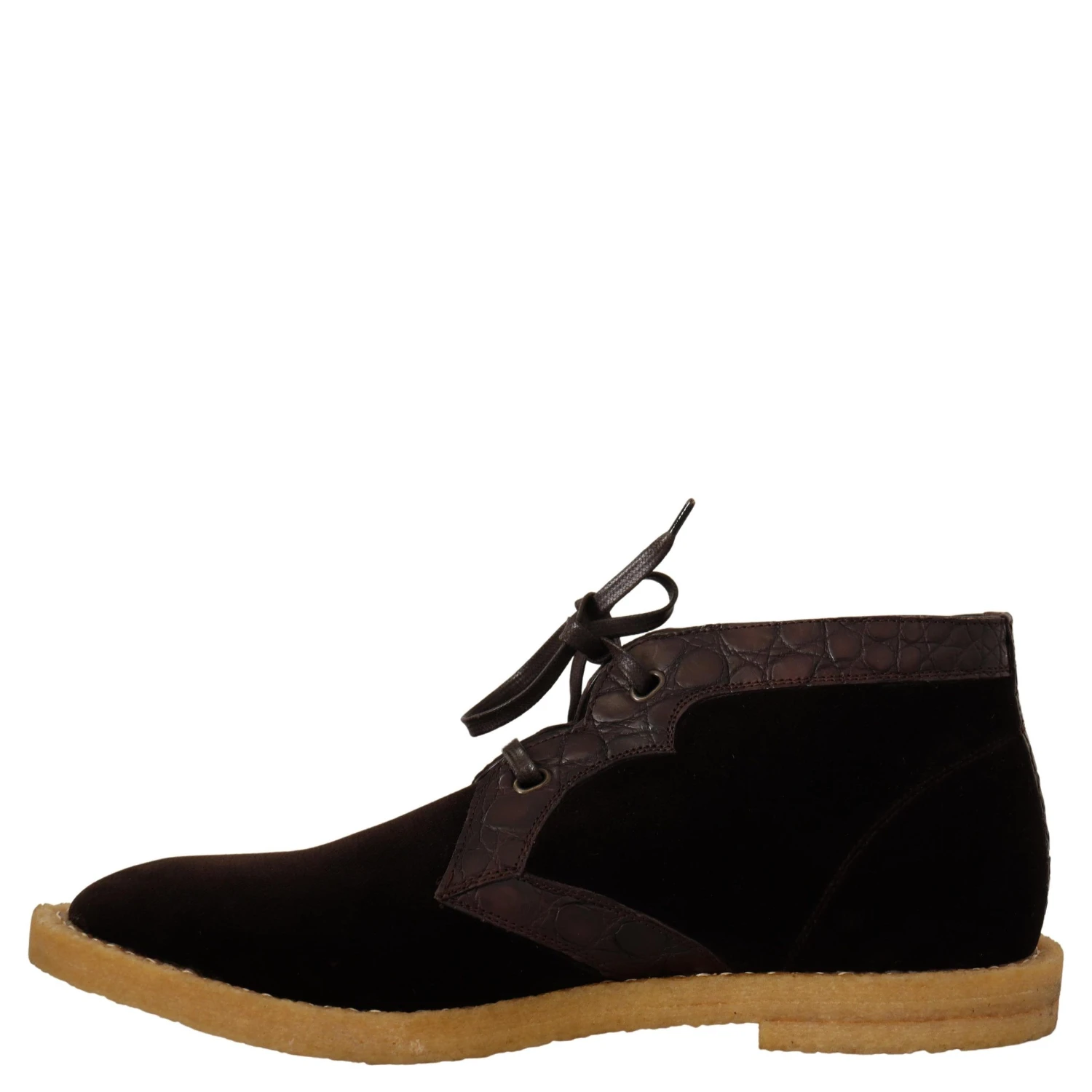 Brown Velvet Exotic Leather Boots