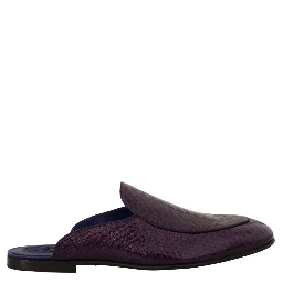 Purple Exotic Leather Flats Slides Shoes