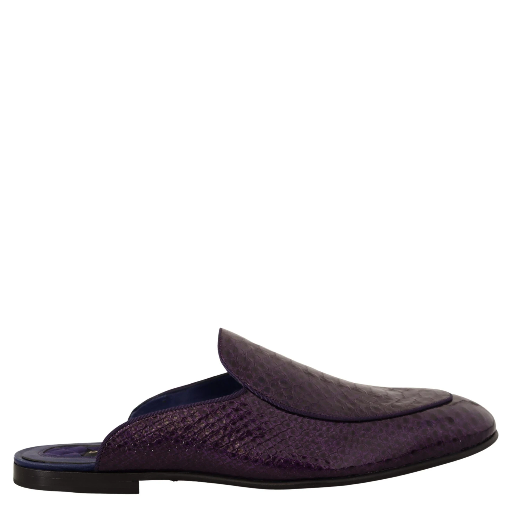 Purple Exotic Leather Flats Slides Shoes