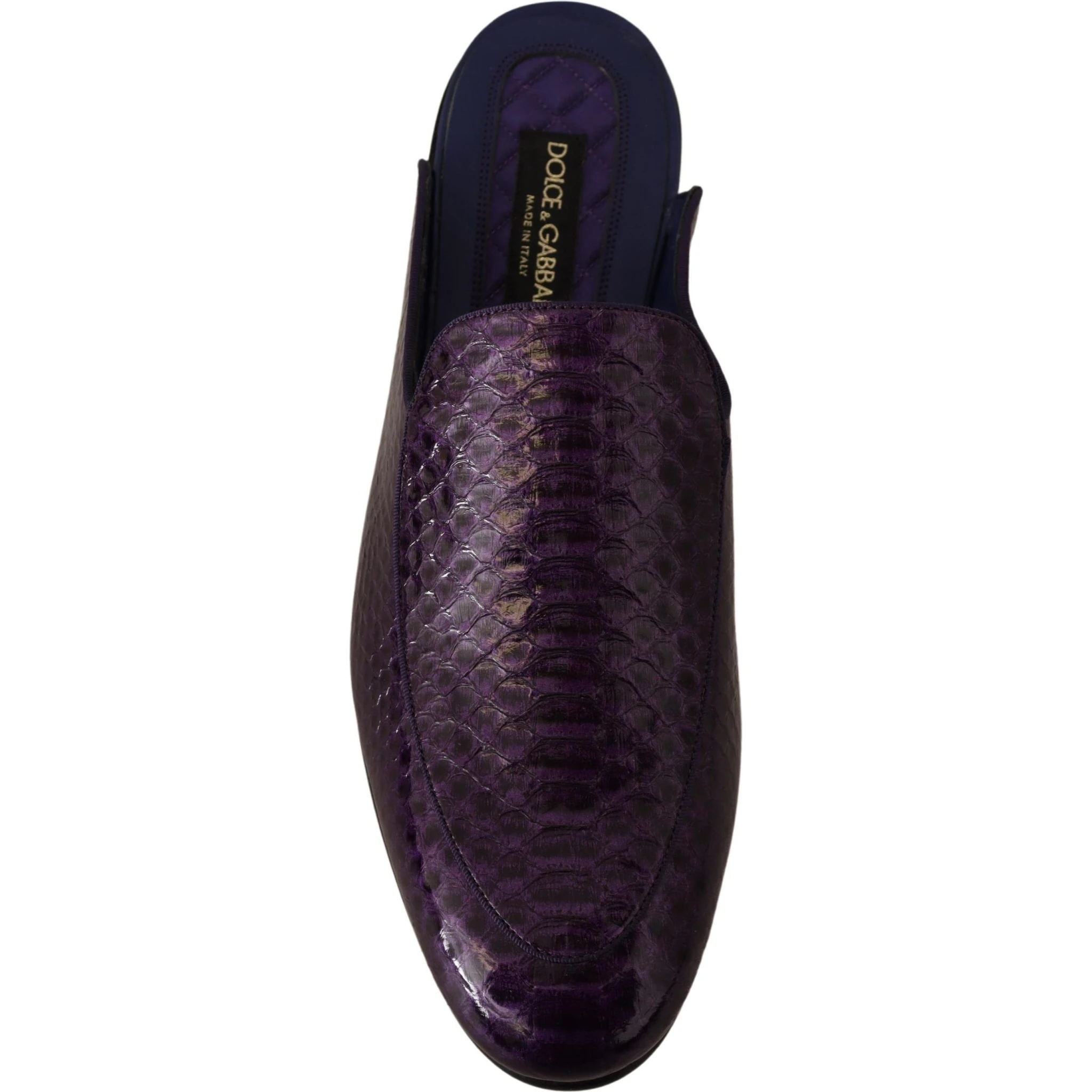 Purple Exotic Leather Flats Slides Shoes