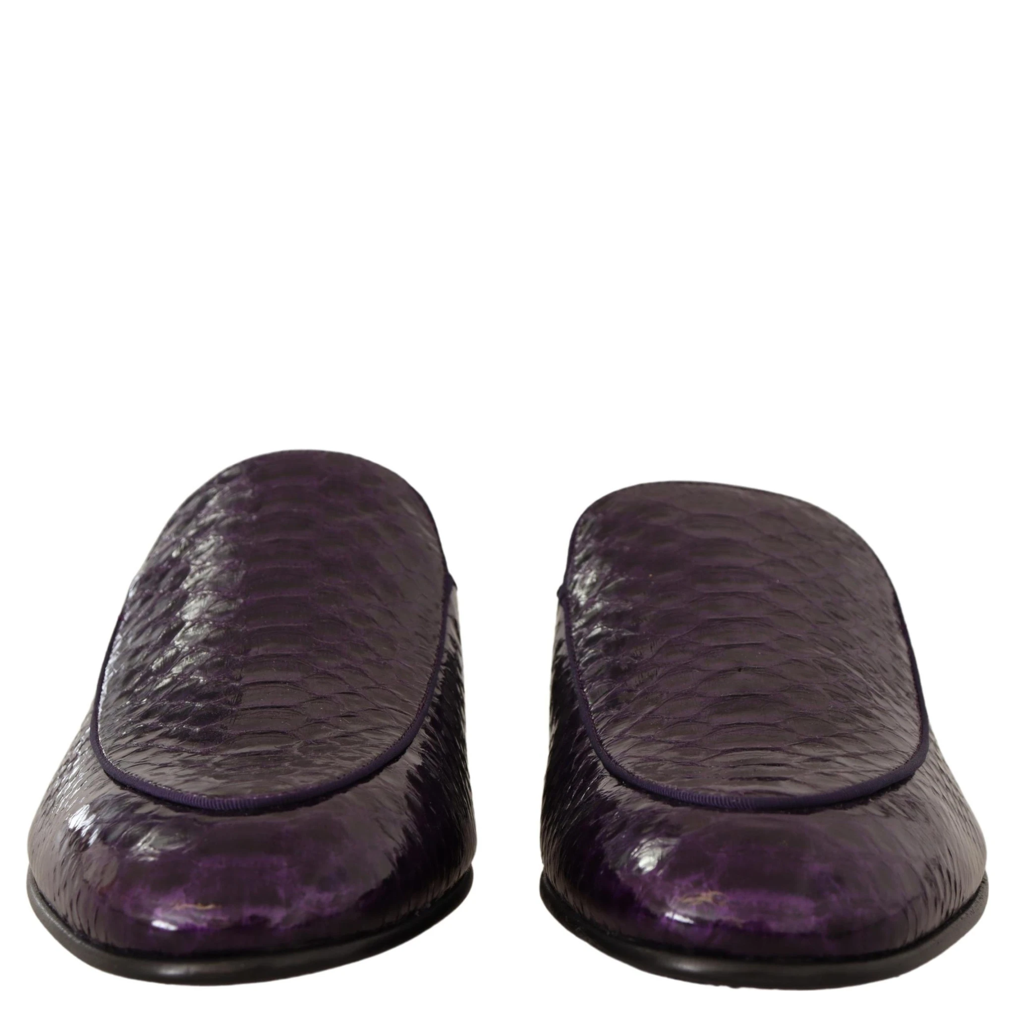 Purple Exotic Leather Flats Slides Shoes