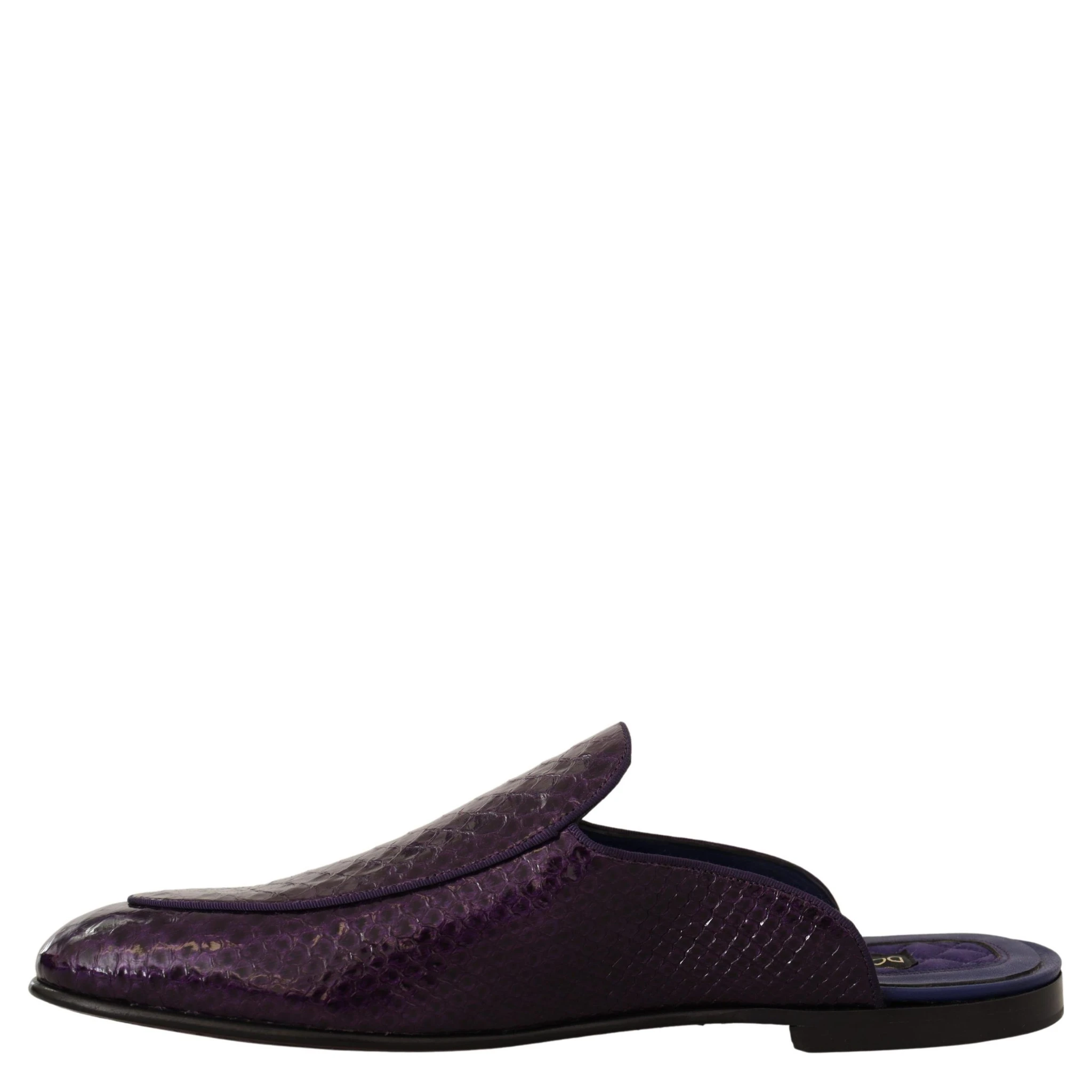 Purple Exotic Leather Flats Slides Shoes