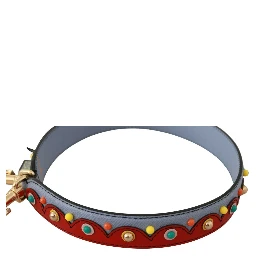 Blue and red Shoulder Strap Leather Blue Handbag Accessory