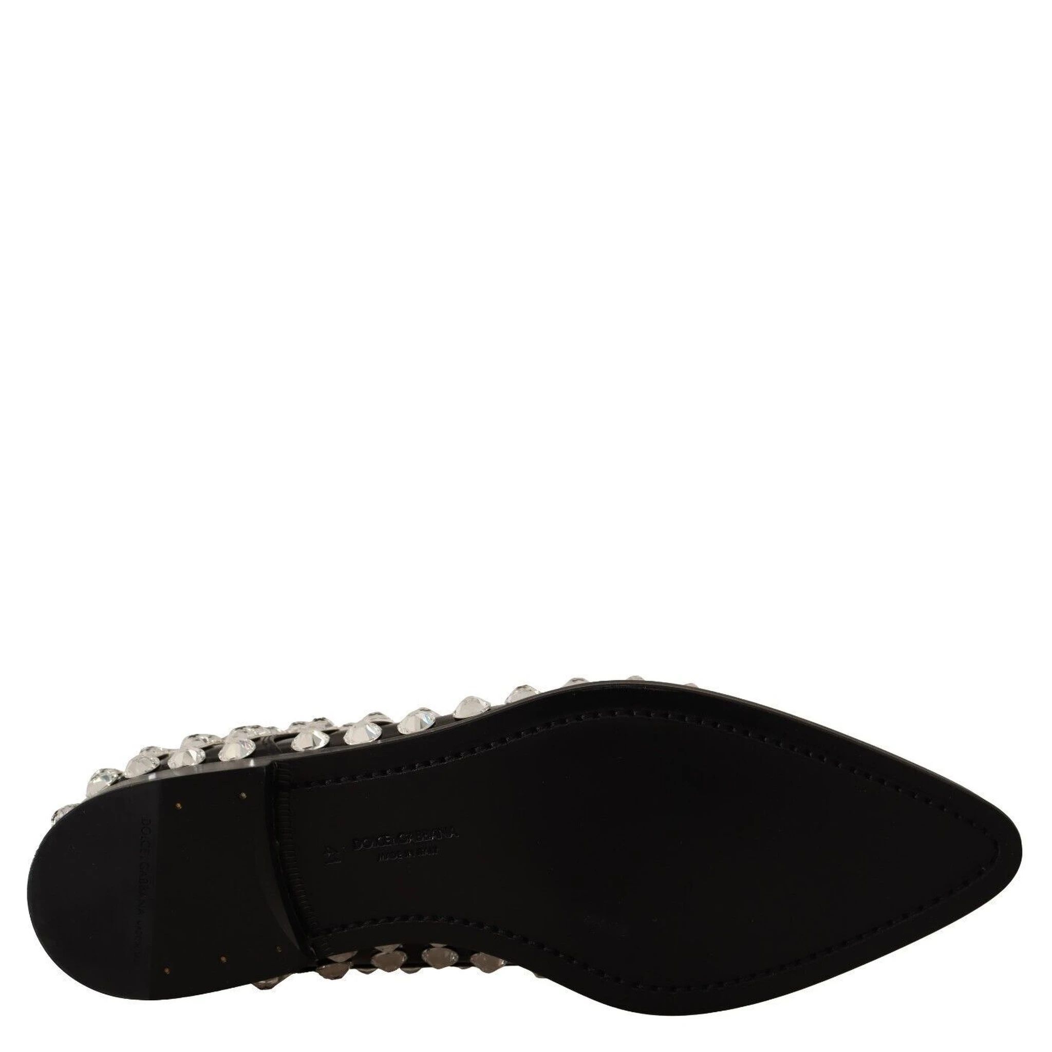 Black Leather Crystals Lace Up Formal Shoes