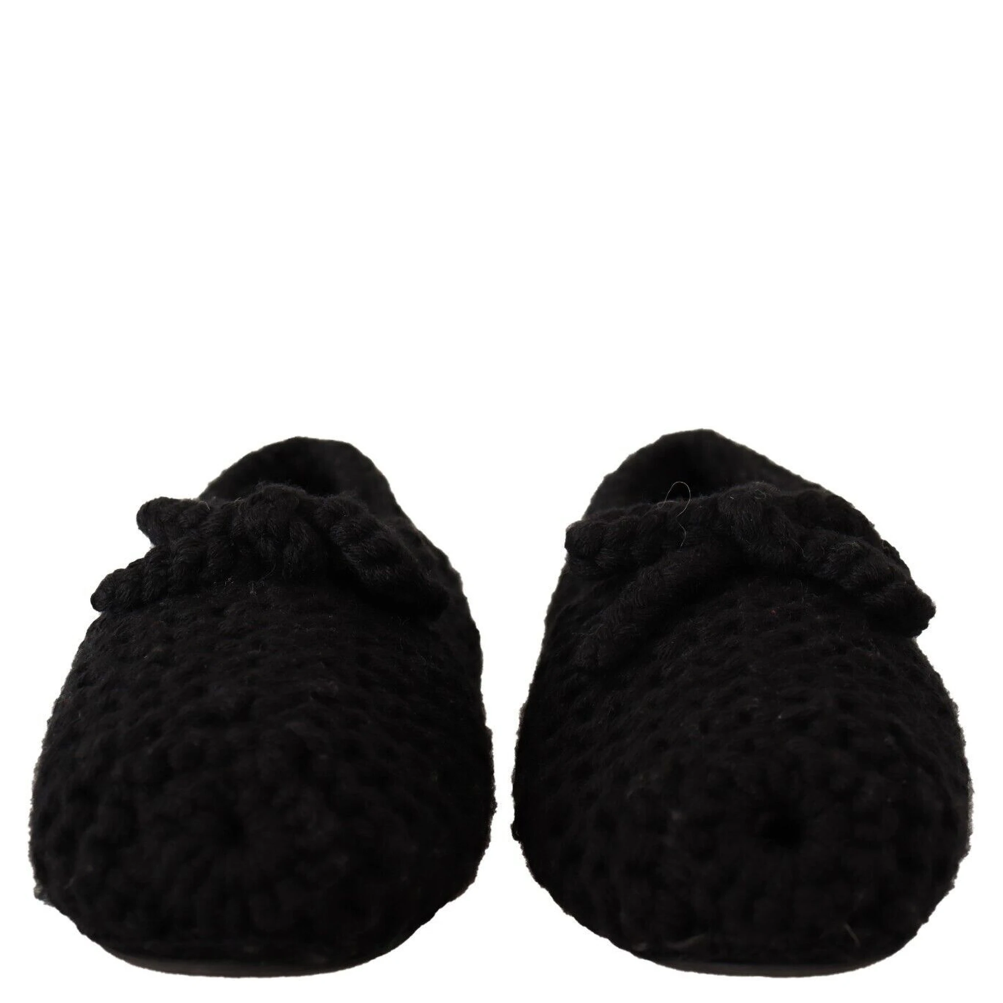 Black Slip On Ballerina Flats Wool Knit Shoes