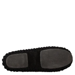 Black Slip On Ballerina Flats Wool Knit Shoes