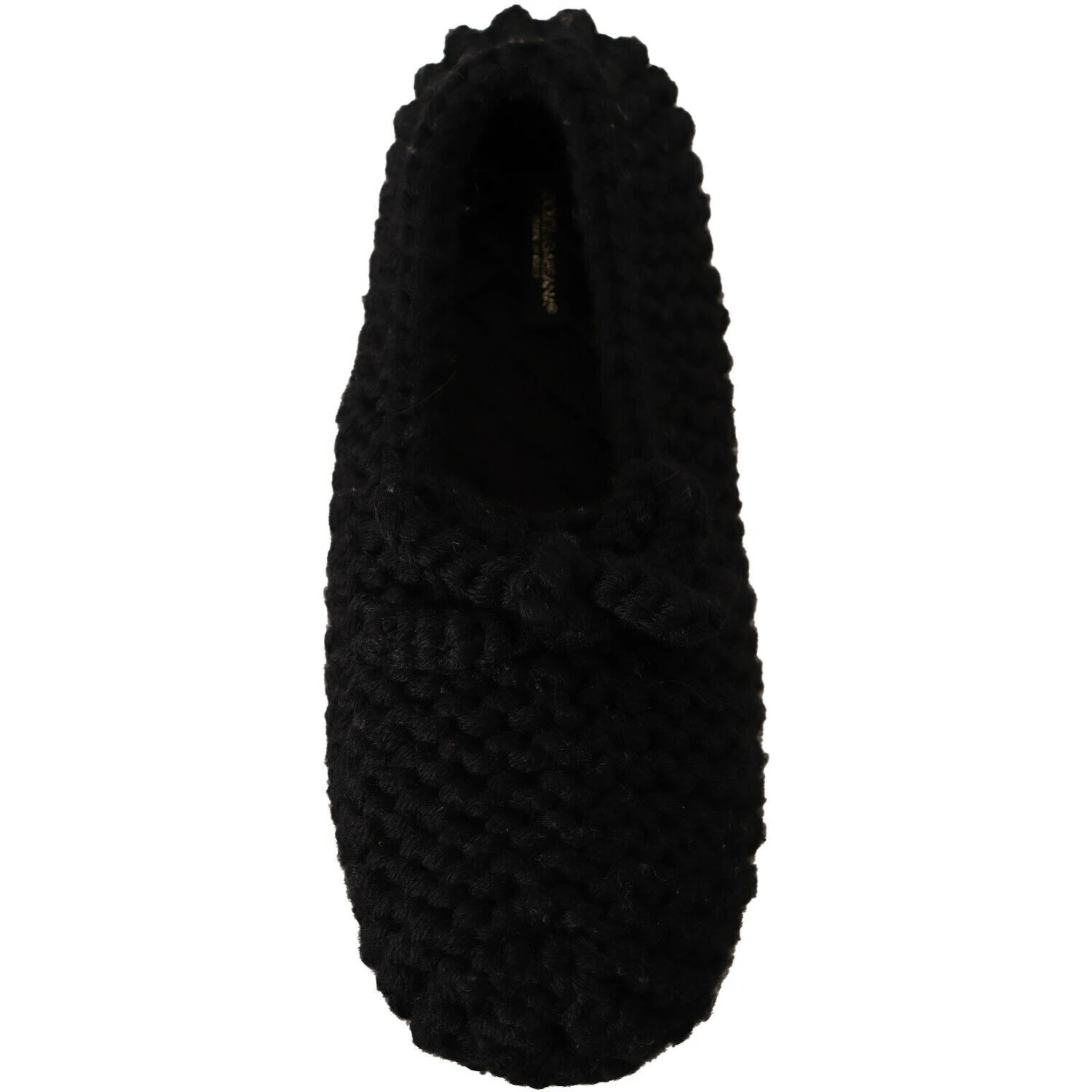 Black Slip On Ballerina Flats Wool Knit Shoes