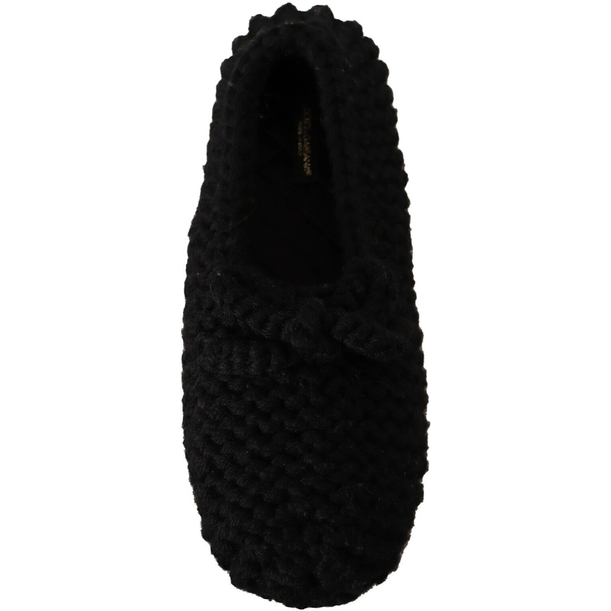 Black Slip On Ballerina Flats Wool Knit Shoes