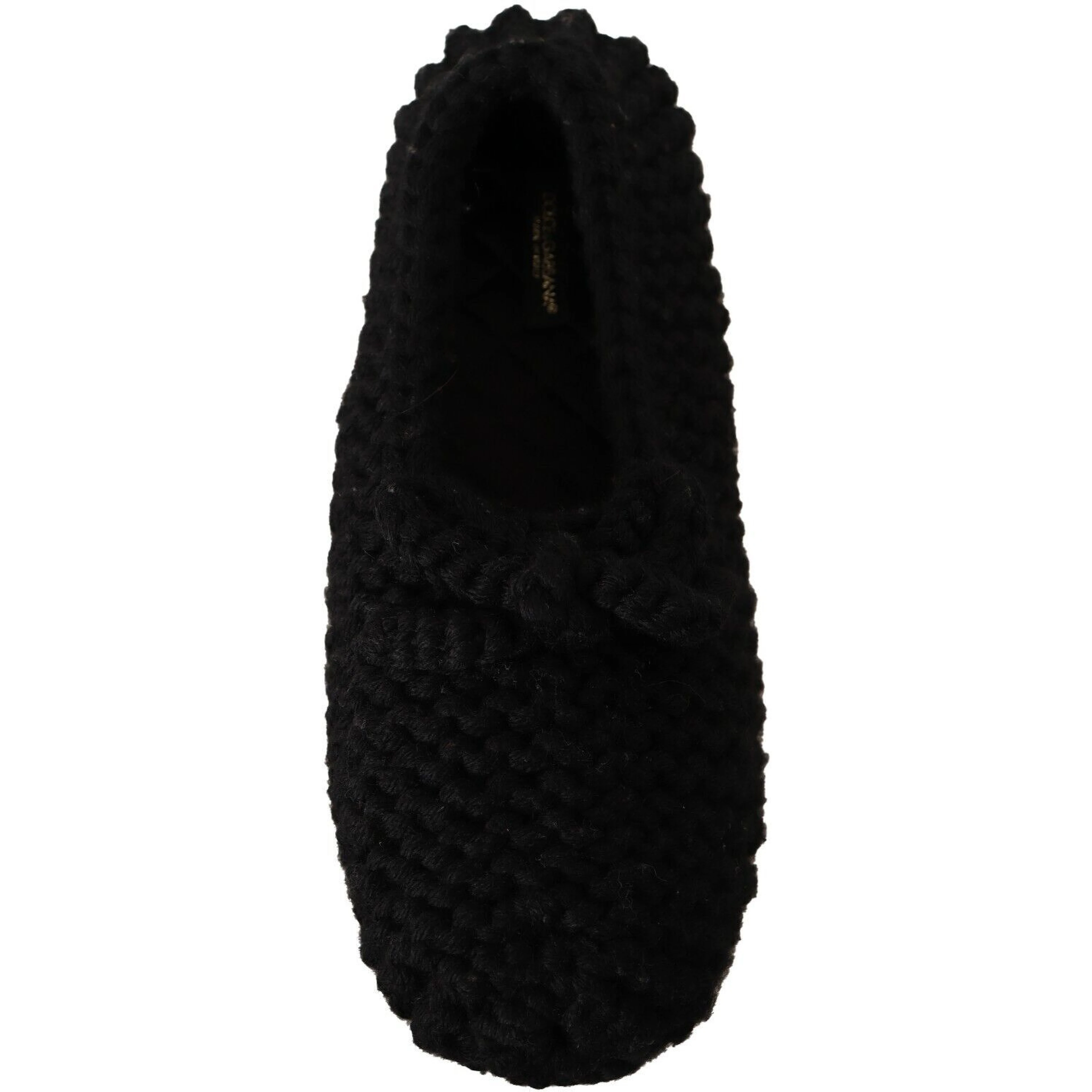 Black Slip On Ballerina Flats Wool Knit Shoes