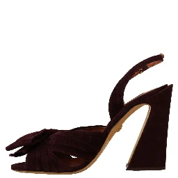 Dark Purple Suede Ankle Strap Sandals Shoes