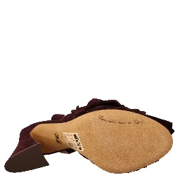 Dark Purple Suede Ankle Strap Sandals Shoes