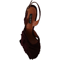 Dark Purple Suede Ankle Strap Sandals Shoes