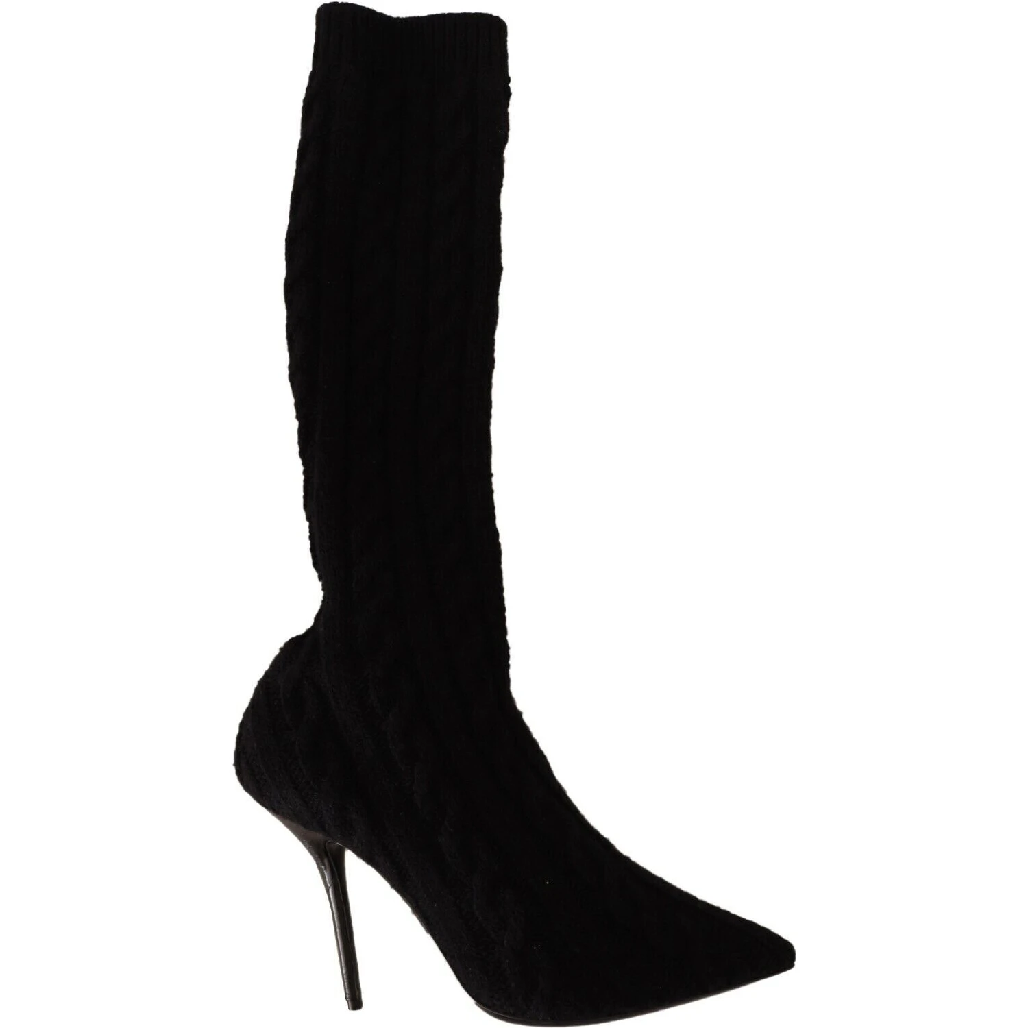 Black Stretch Socks Knee High Booties Shoes