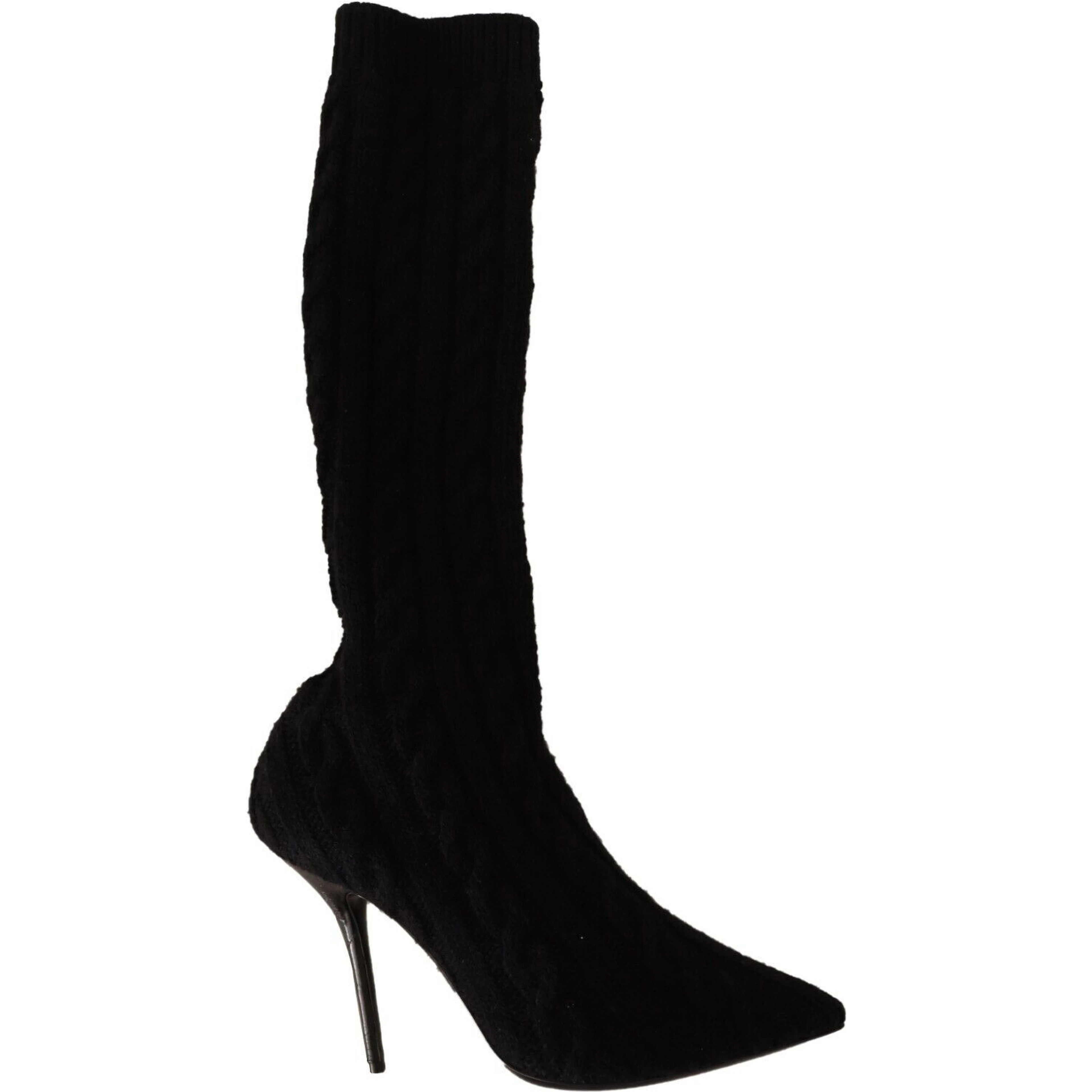 Black Stretch Socks Knee High Booties Shoes