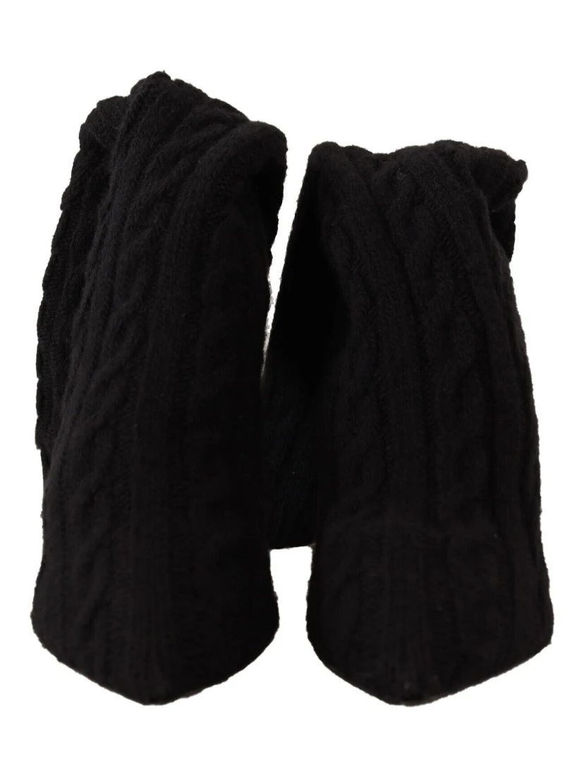 Black Stretch Socks Knee High Booties Shoes