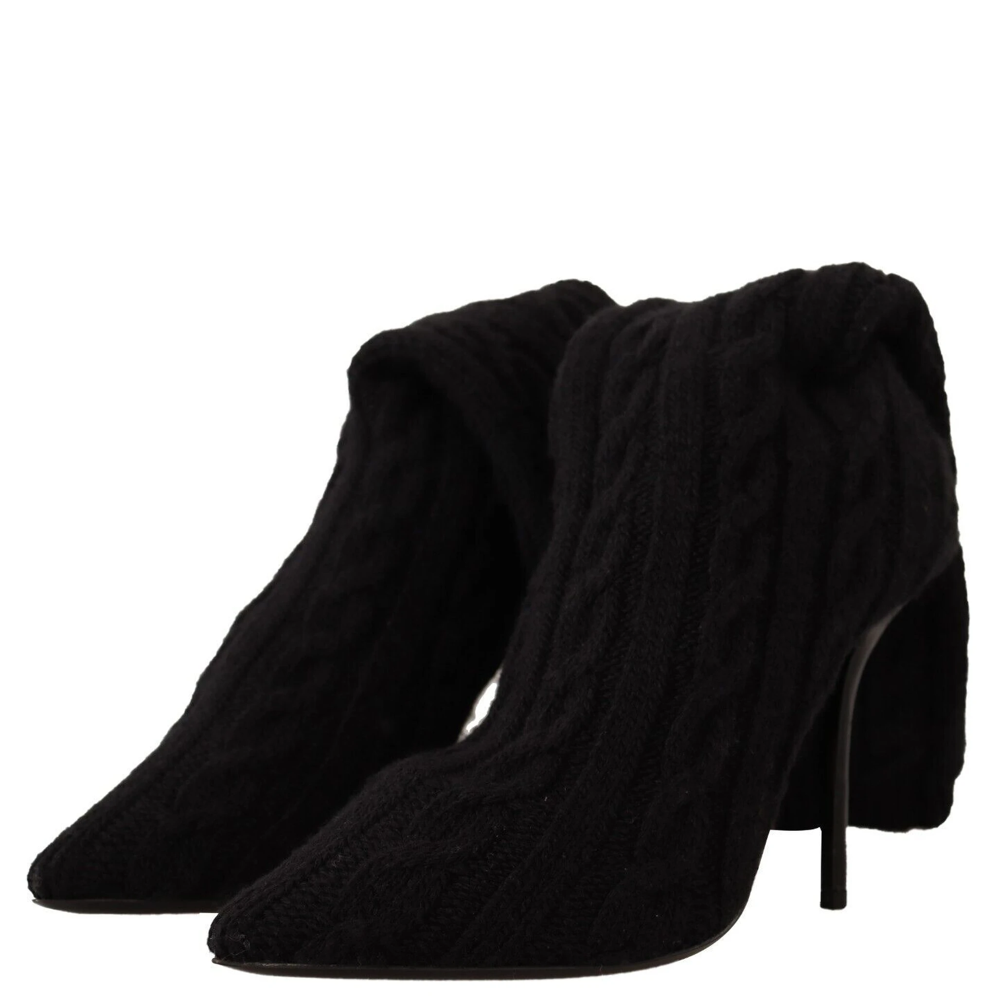Black Stretch Socks Knee High Booties Shoes