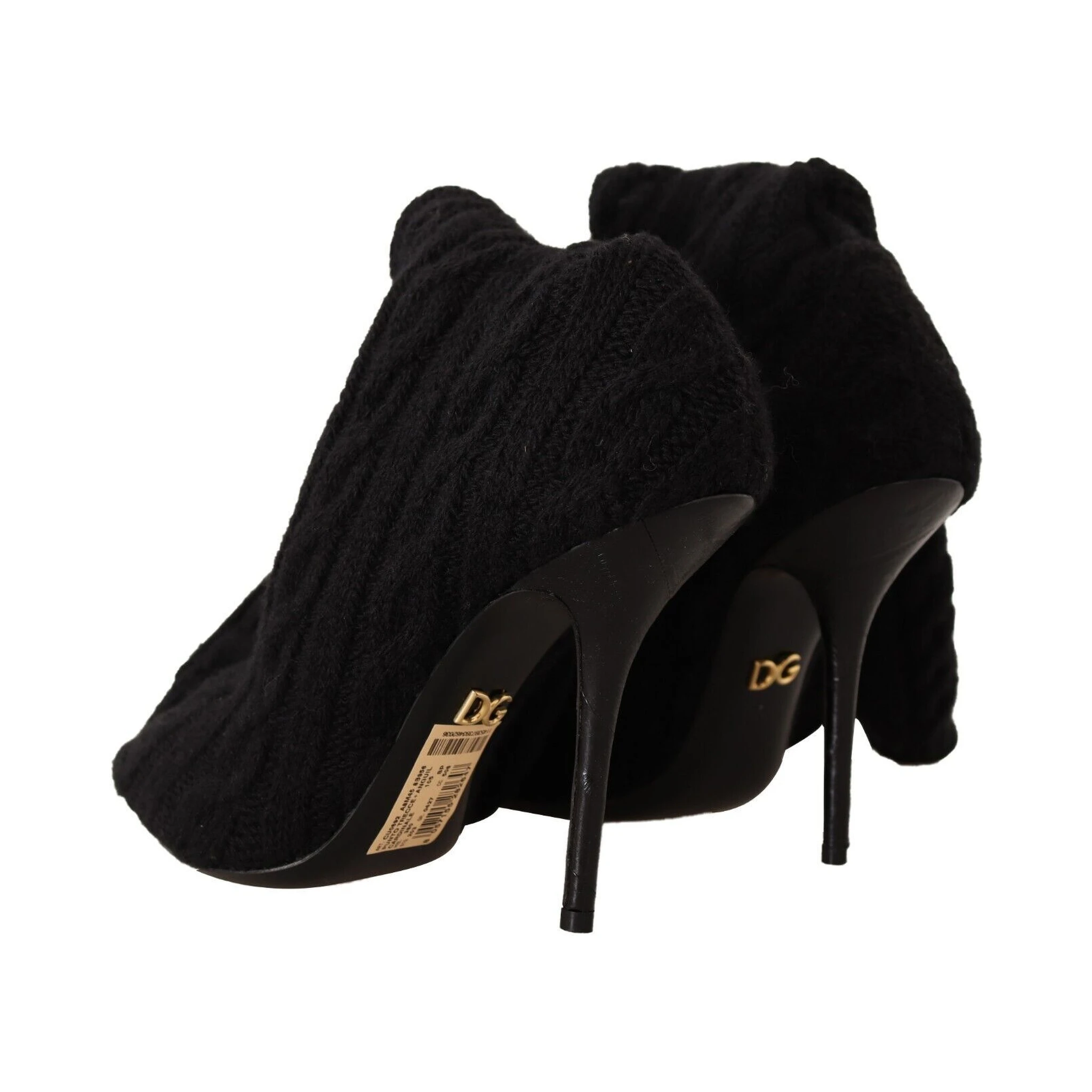 Black Stretch Socks Knee High Booties Shoes