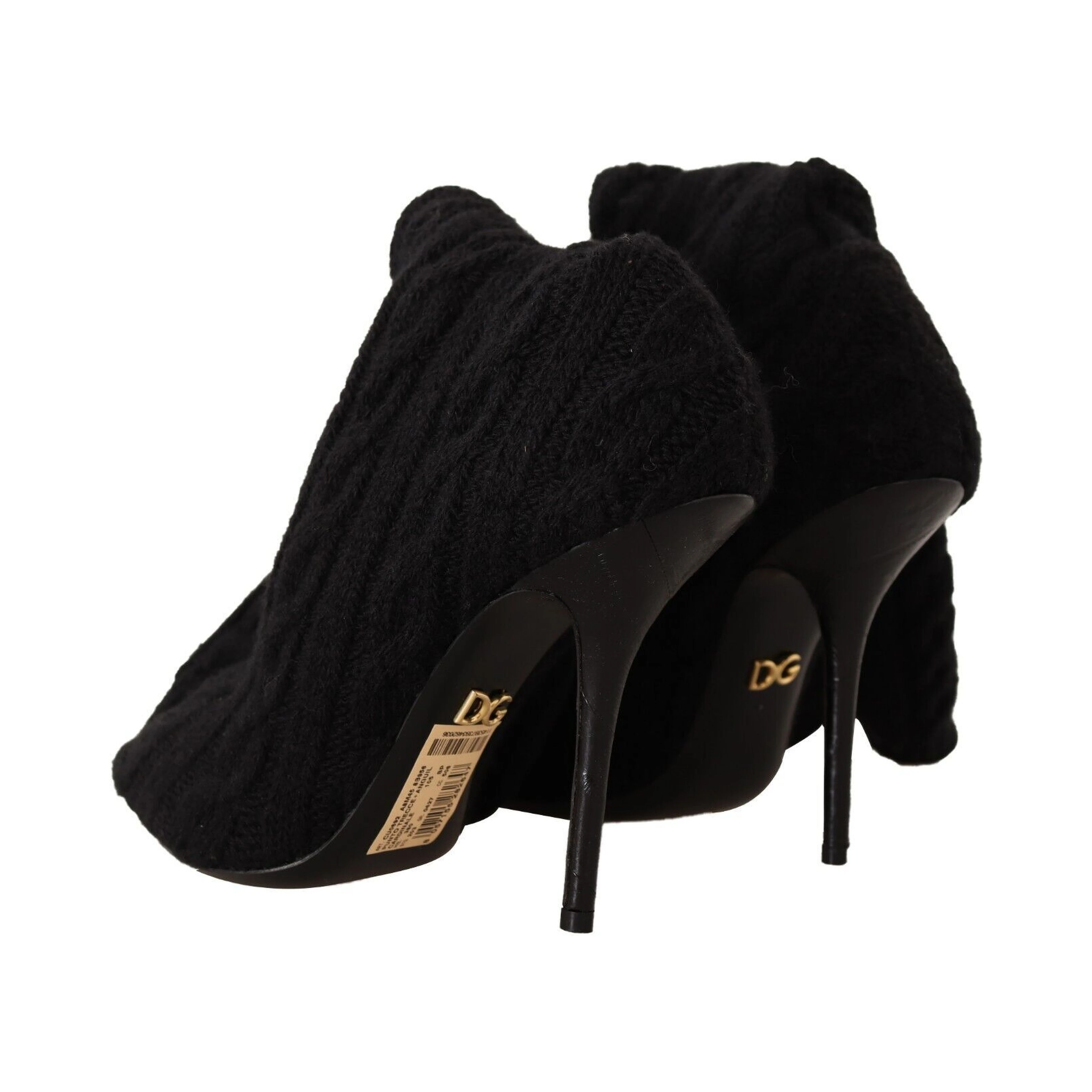Black Stretch Socks Knee High Booties Shoes