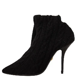 Black Stretch Socks Knee High Booties Shoes