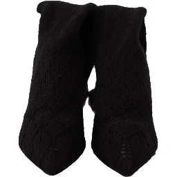 Black Stretch Socks Knee High Booties Shoes