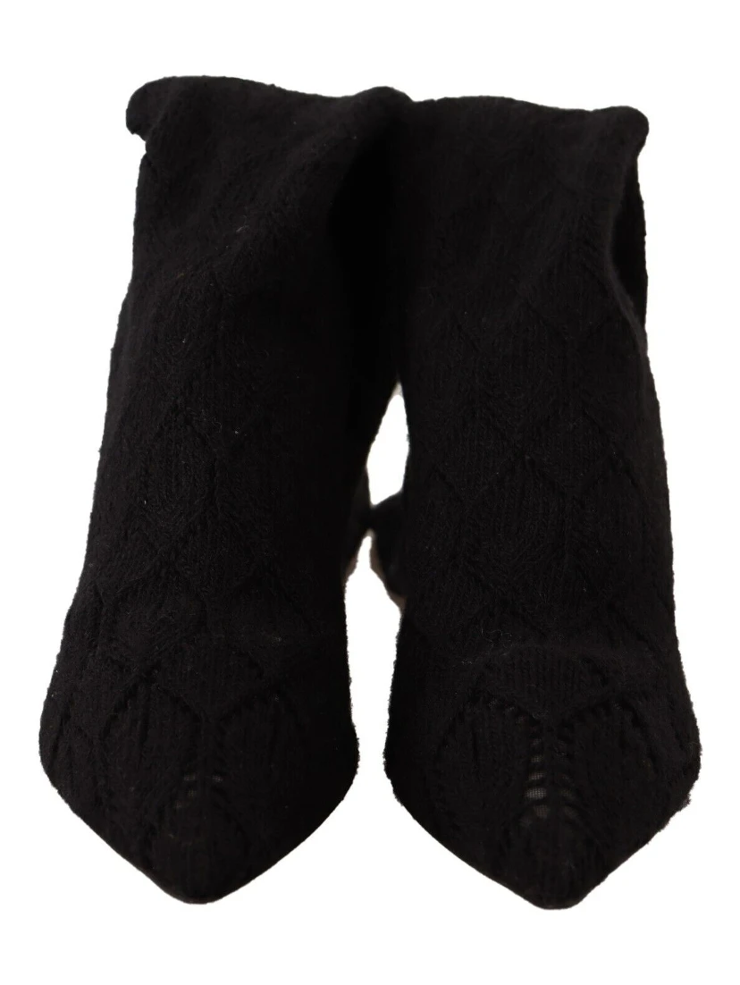 Black Stretch Socks Knee High Booties Shoes