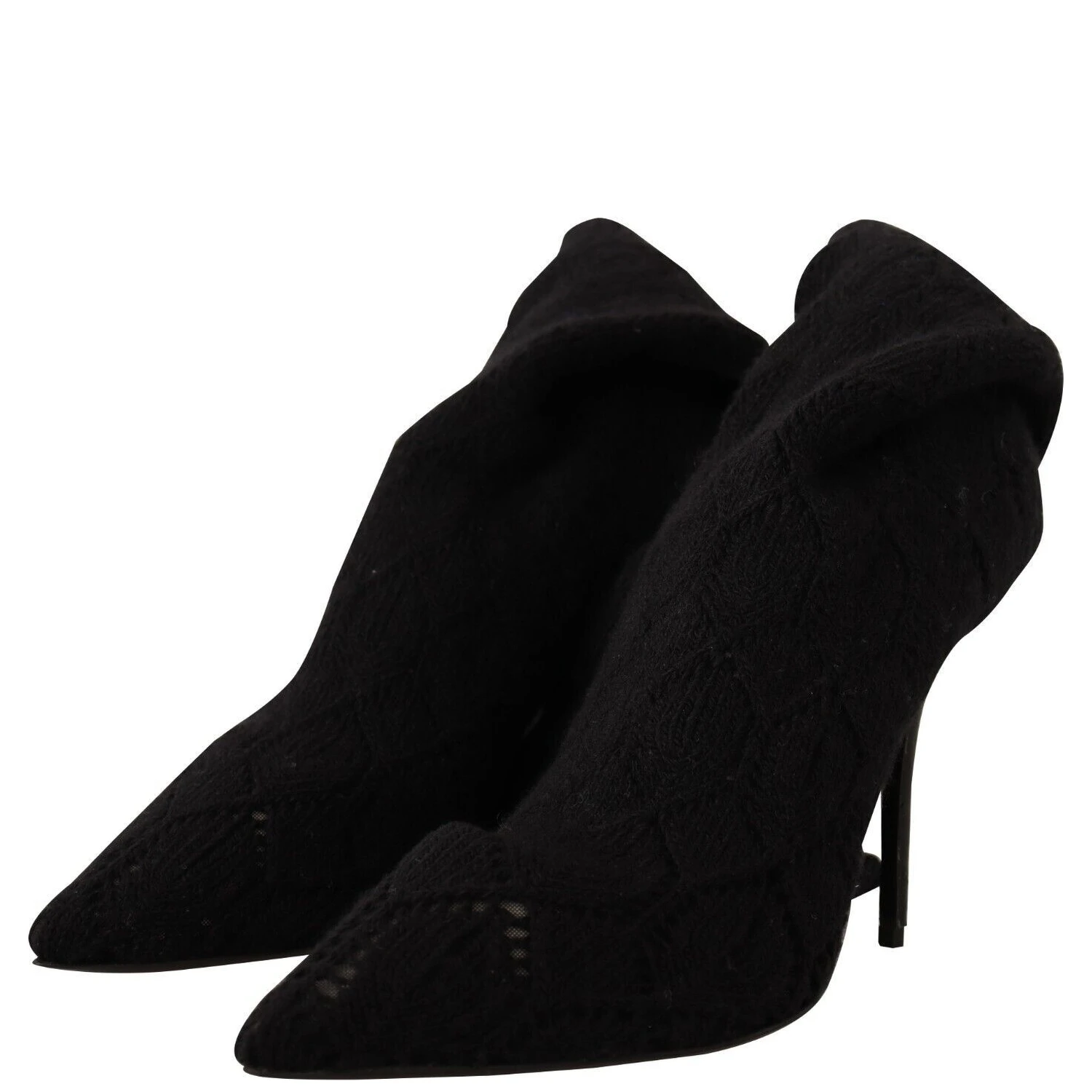Black Stretch Socks Knee High Booties Shoes