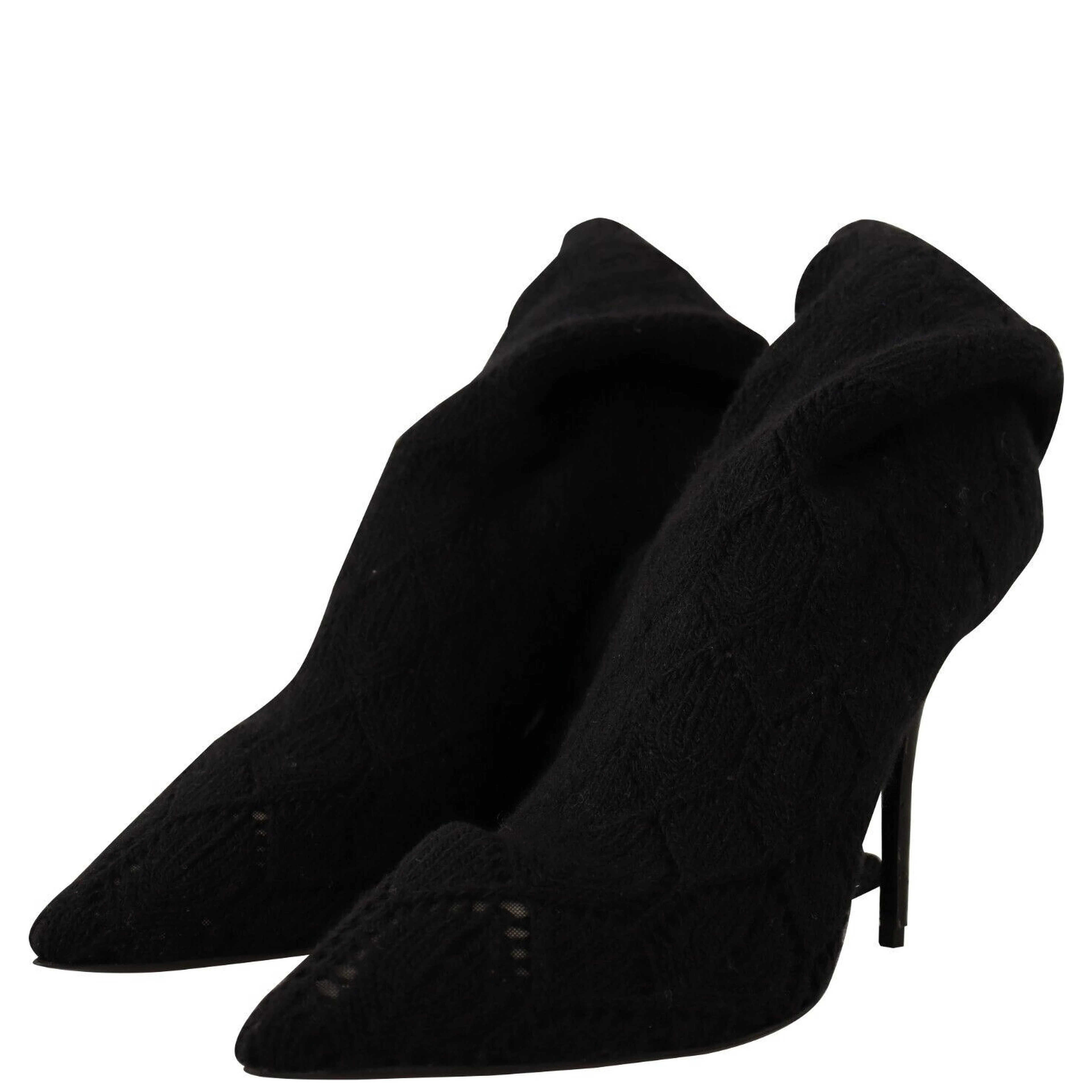 Black Stretch Socks Knee High Booties Shoes