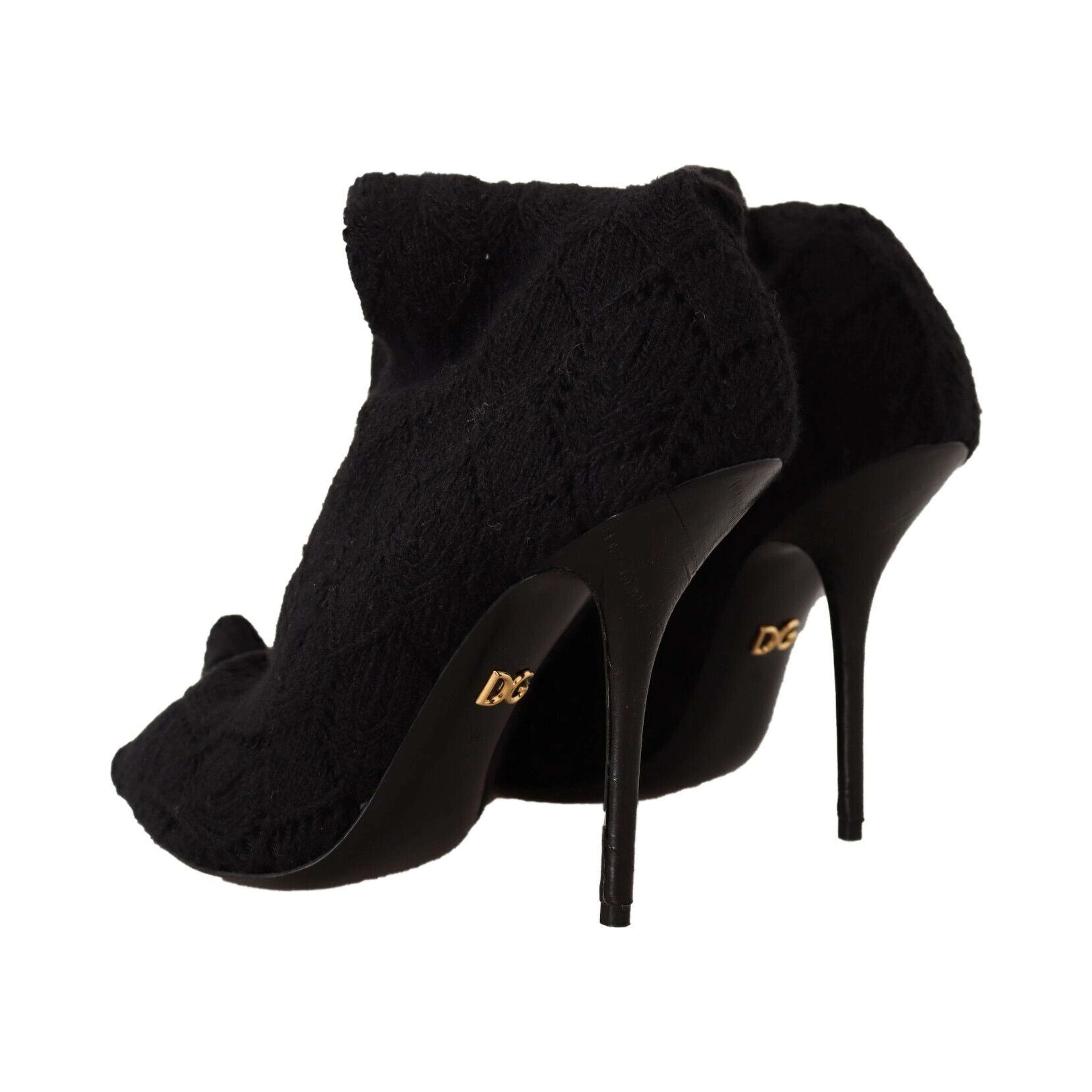 Black Stretch Socks Knee High Booties Shoes