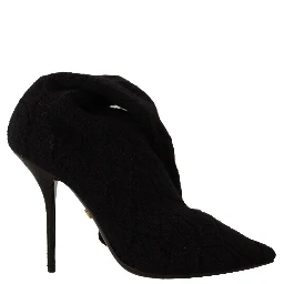 Black Stretch Socks Knee High Booties Shoes