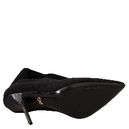 Black Stretch Socks Knee High Booties Shoes