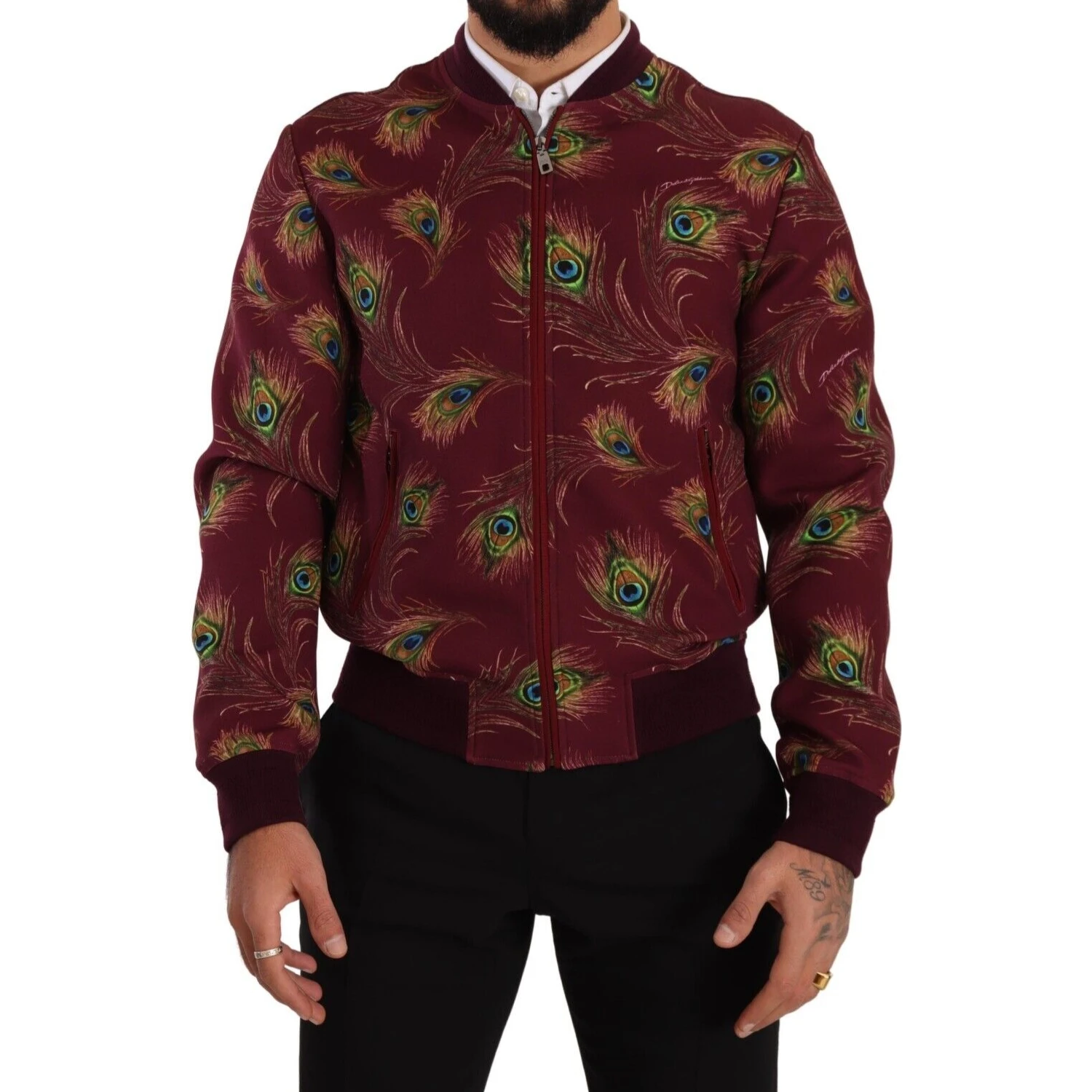 Red Peacock Polyester Stretch Full Zip Jacket