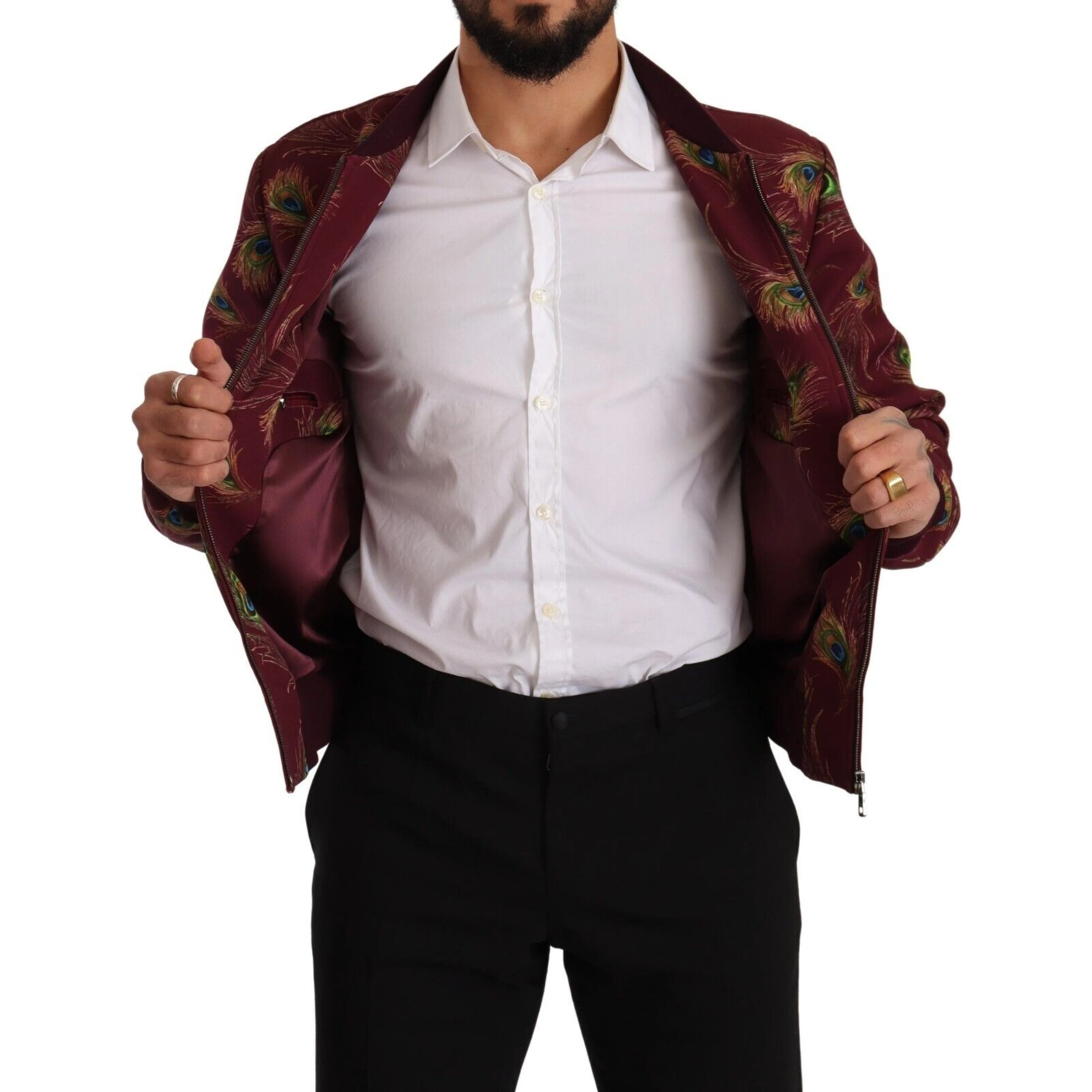 Red Peacock Polyester Stretch Full Zip Jacket