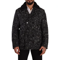 Black Wool Double Breasted Coat Men Jacket