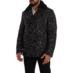 Black Wool Double Breasted Coat Men Jacket