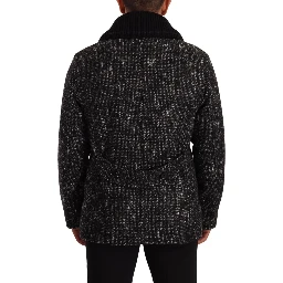 Black Wool Double Breasted Coat Men Jacket