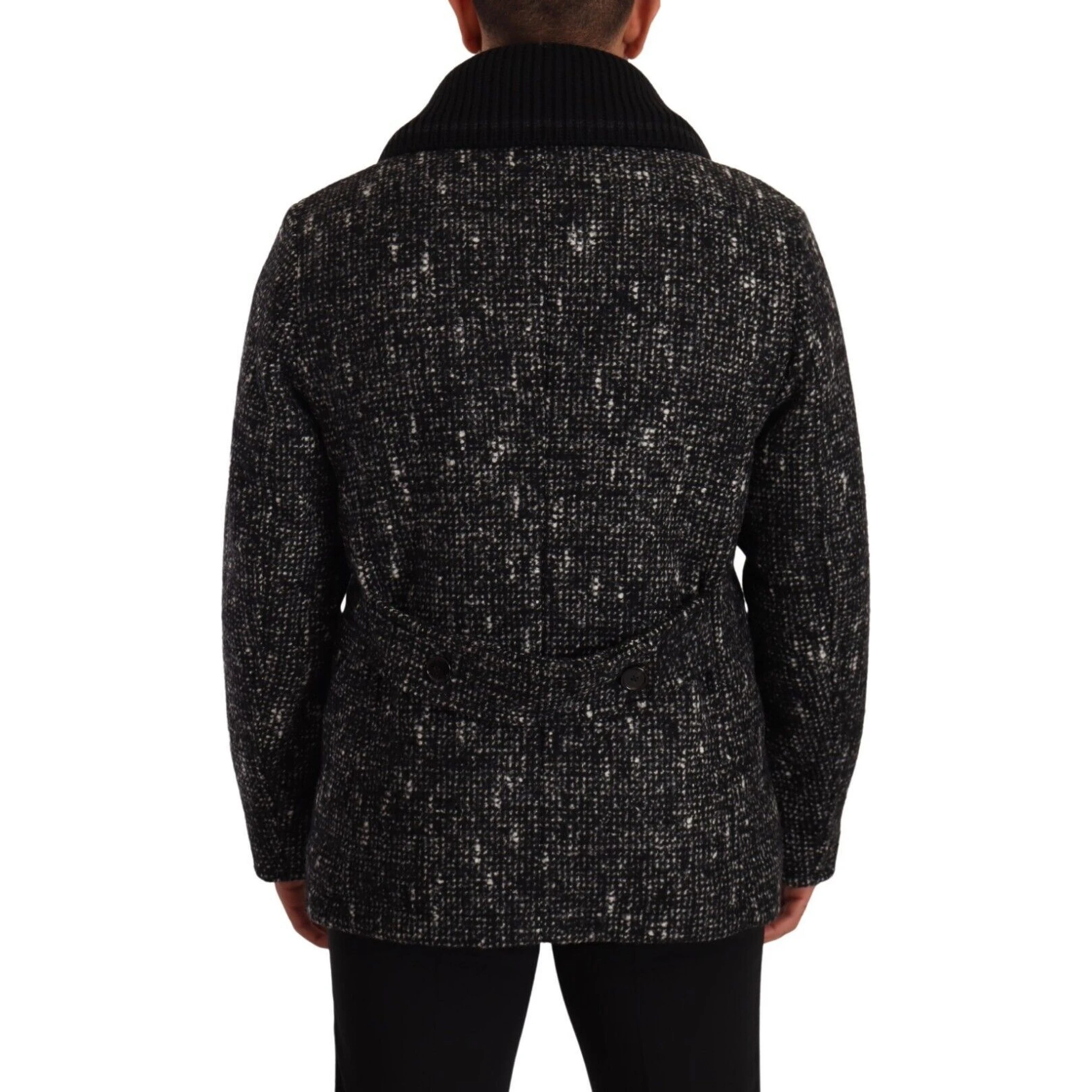 Black Wool Double Breasted Coat Men Jacket