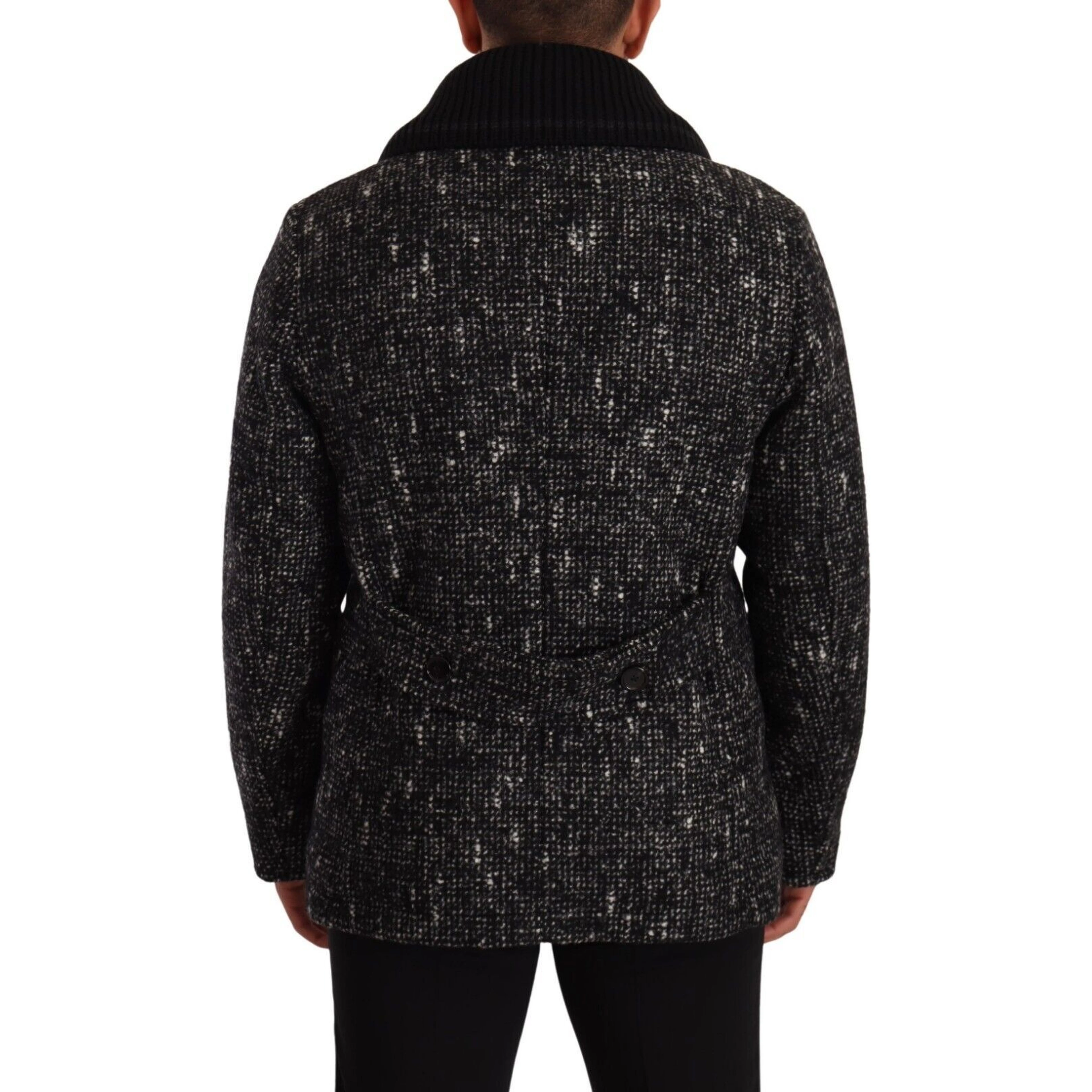 Black Wool Double Breasted Coat Men Jacket