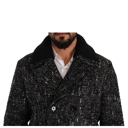 Black Wool Double Breasted Coat Men Jacket