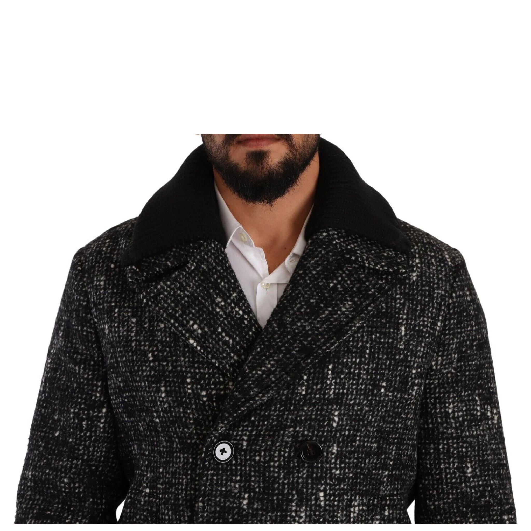 Black Wool Double Breasted Coat Men Jacket