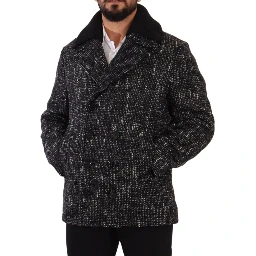 Black Wool Double Breasted Coat Men Jacket