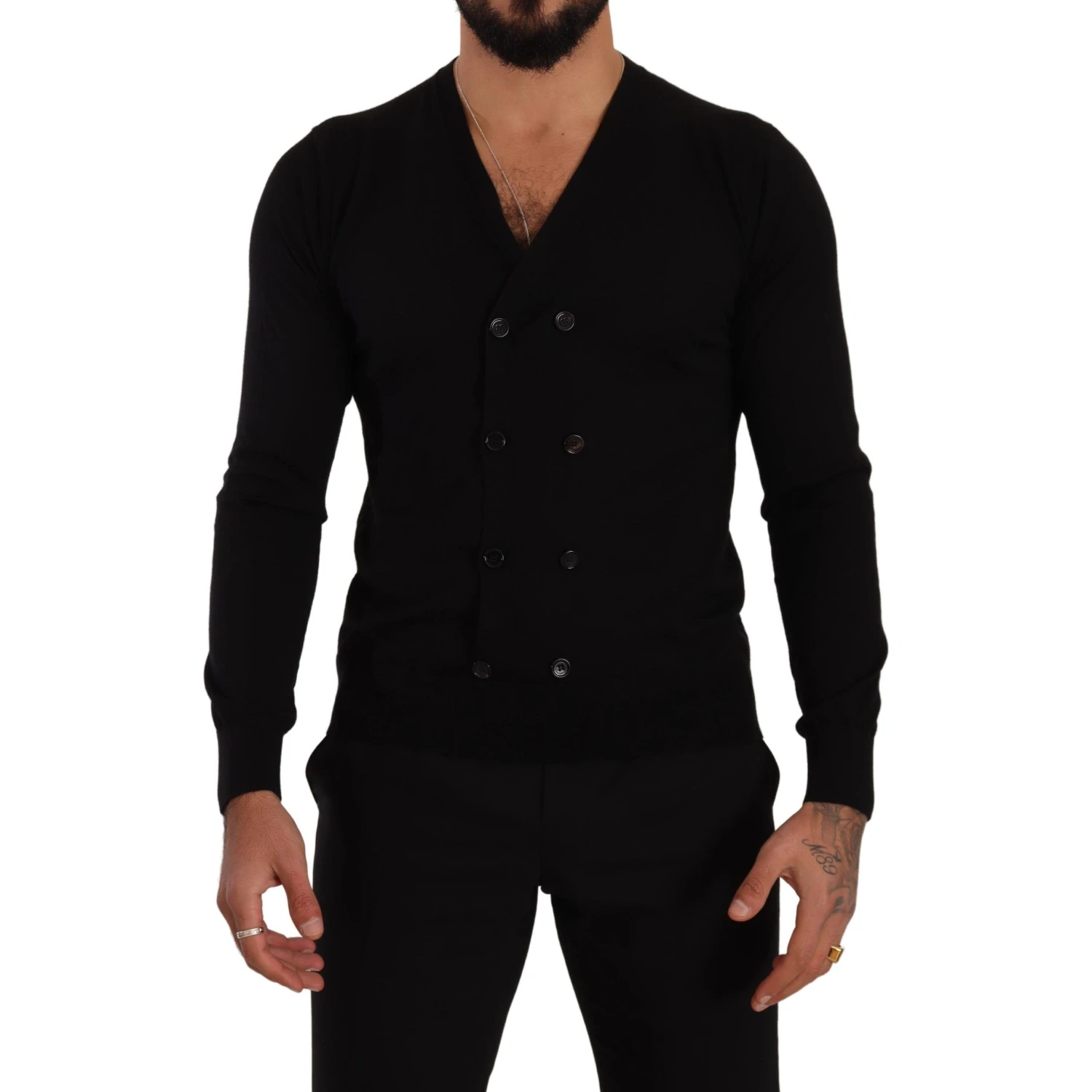 Black Cashmere Button Down Cardigan Sweater