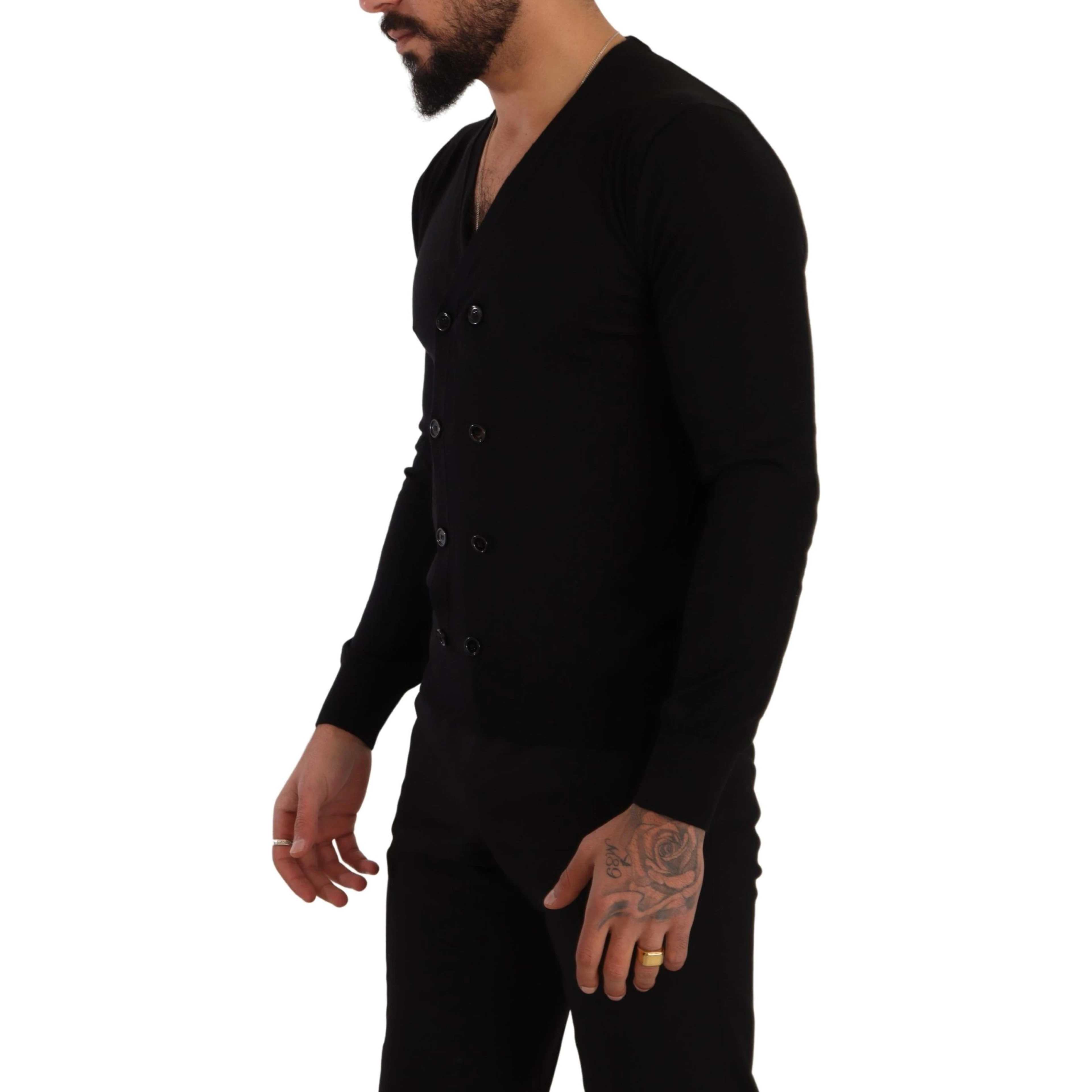 Black Cashmere Button Down Cardigan Sweater